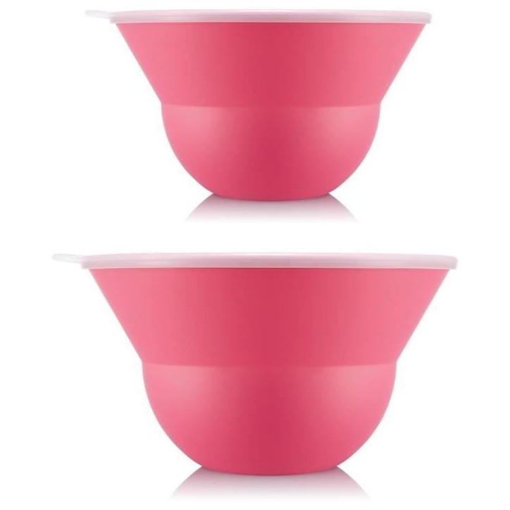 Ensemble de 2 saladiers 3 l et 4.9 l avec couvercle silicone - BODUM - Topee - Bubblegum