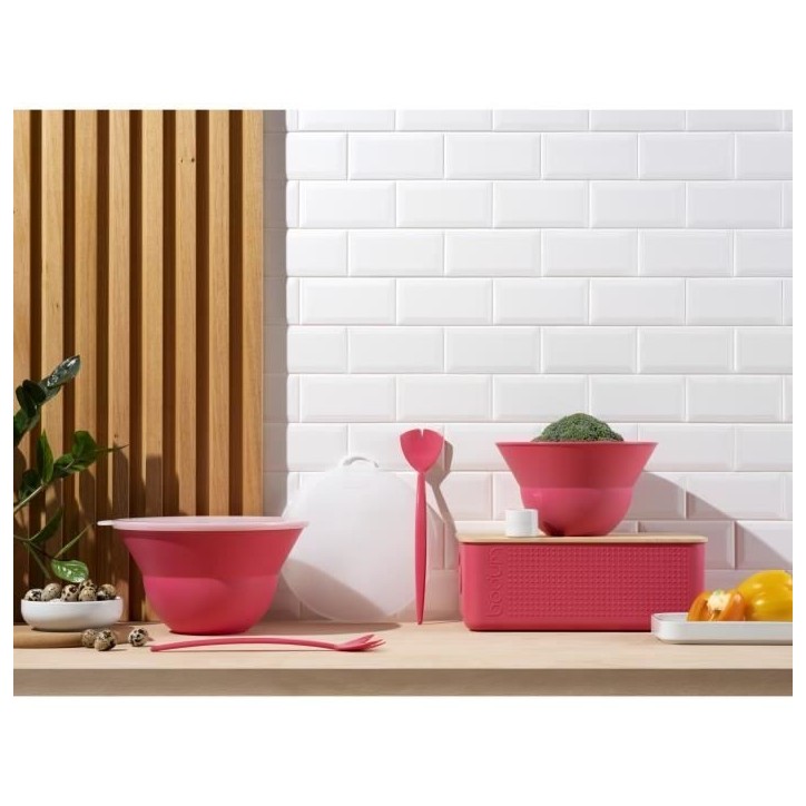 Ensemble de 2 saladiers 3 l et 4.9 l avec couvercle silicone - BODUM - Topee - Bubblegum
