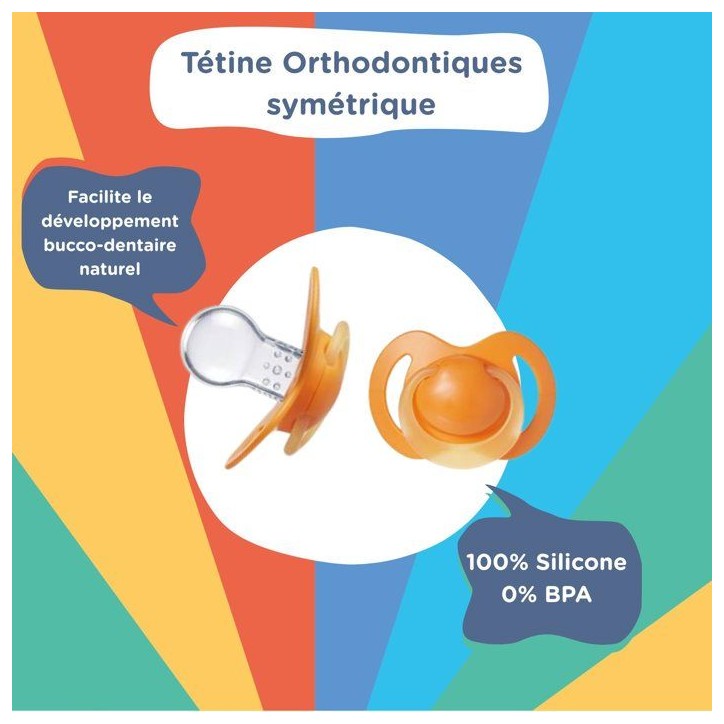 Lot de 5 sucettes orthodontiques - NUBY - Silicone - 18-36 mois - Multicolore Lot de 5 sucettes orthodontiques - NUBY - Silicone - 18-36 mois - Multicolore
