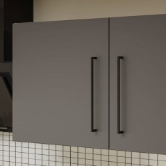 NOVACOOL - Bloc cuisine complete - Chene / Gris foncé - 220 x 60 x 20