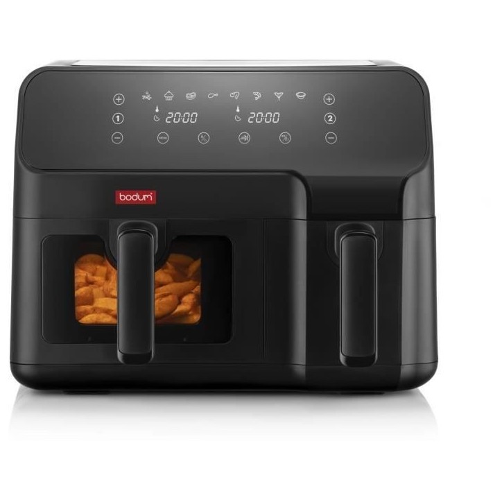 Friteuse sans huile - BODUM - Double compartiment 3,2L et 5,1L - 2700 W - Noir