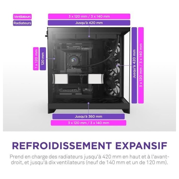 Boitier moyen-tour double chambre - NZXT - CM-H92FB-01 - H9 Flow - Noir