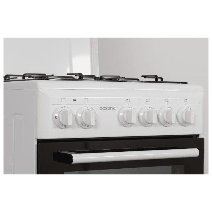 Cuisiniere gaz OCEANIC OCEACG50GW - 4 feux - L49,8 xP61 xH 86 cm - Blanc