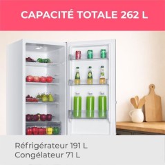 Réfrigérateur combiné - OCEANIC - OCEAFC262STDW - 262 L - Classe D - 55 x 56 x 180 cm - Blanc