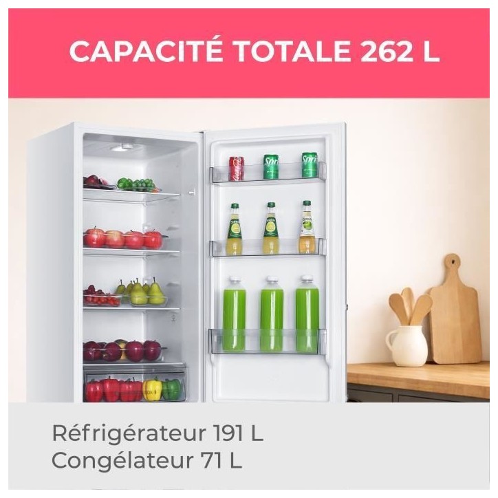 Réfrigérateur combiné - OCEANIC - OCEAFC262STDW - 262 L - Classe D - 55 x 56 x 180 cm - Blanc
