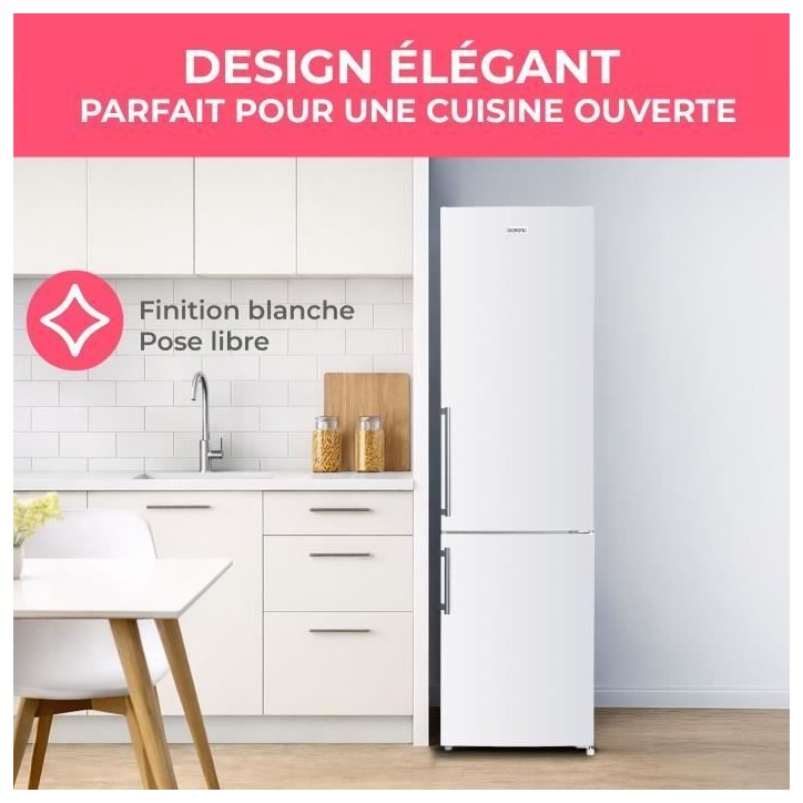 Réfrigérateur combiné - OCEANIC - OCEAFC262STDW - 262 L - Classe D - 55 x 56 x 180 cm - Blanc
