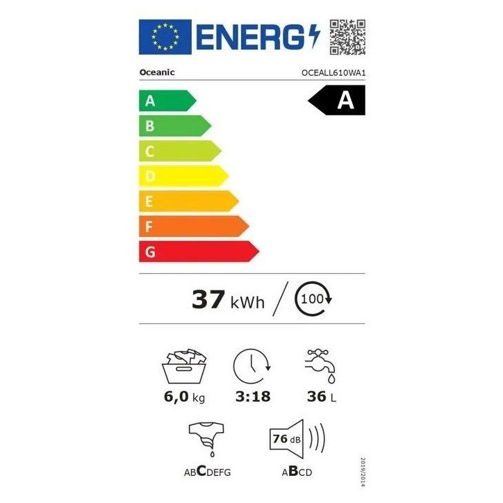 Lave-linge 6 kg - 1000 trs/min - 16 progs dont 1 vapeur - L59,5 x P 41 x H 85 cm - Classe A - blanc