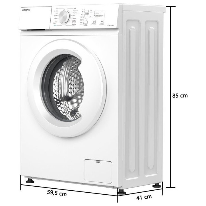 Lave-linge 6 kg - 1000 trs/min - 16 progs dont 1 vapeur - L59,5 x P 41 x H 85 cm - Classe A - blanc