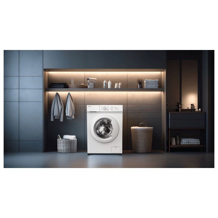 Lave-linge 6 kg - 1000 trs/min - 16 progs dont 1 vapeur - L59,5 x P 41 x H 85 cm - Classe A - blanc