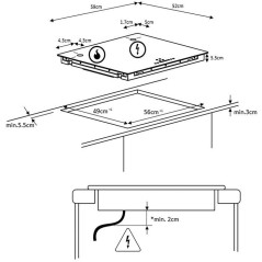Table de cuisson a induction - OCEANIC - 3 foyers - 6500W - L60 x P52