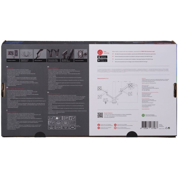 Support moniteur Dynamic - ONE FOR ALL - Vesa 100 - Double Bras - 13 et 32'' - 8kgs max - Hauteur réglable - Noir Support moniteur Dynamic - ONE FOR ALL - Vesa 100 - Double Bras - 13 et 32'' - 8kgs max - Hauteur réglable - Noir