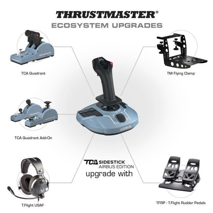 THRUSTMASTER Joystick TCA Officer Pack Airbus Edition : Réplique ergonomique du Mini-manche et Quadrant Airbus THRUSTMASTER Joystick TCA Officer Pack Airbus Edition : Réplique ergonomique du Mini-manche et Quadrant Airbus