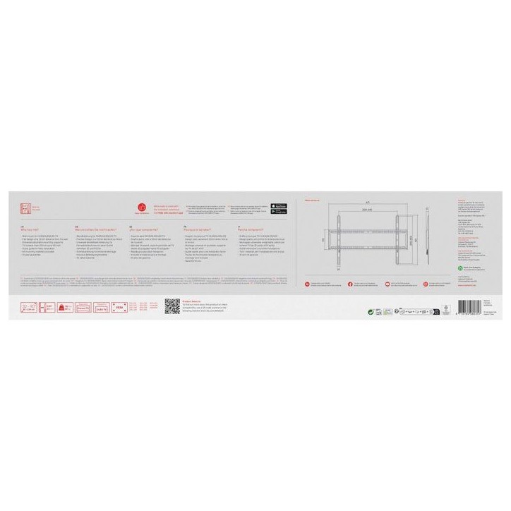 Support mural TV - SMART - WM2615 - Fixe - Distance au mur 22 mm - TV 32 a 90 pouces Support mural TV - SMART - WM2615 - Fixe - Distance au mur 22 mm - TV 32 a 90 pouces