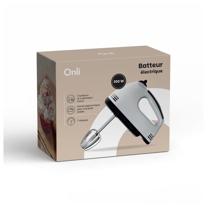 Batteur électrique - ONLI - ON1022W - 300 W - 7 vitesses Batteur électrique - ONLI - ON1022W - 300 W - 7 vitesses