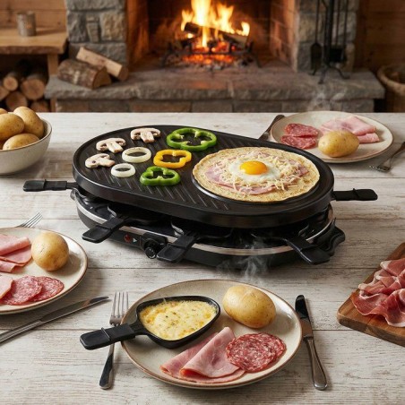 Raclette 3 en 1 - ONLI - ON1035N - 8 personnes - grill / crepiere