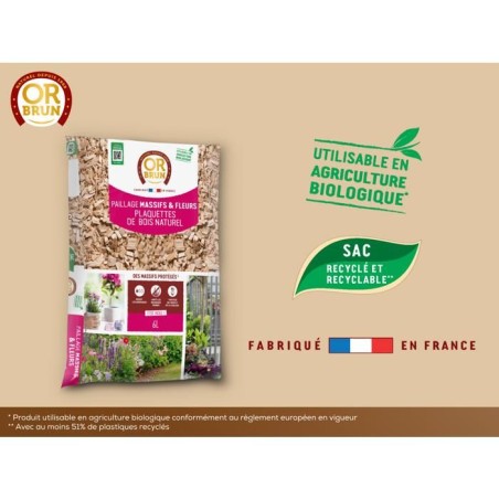 Paillage Massifs & Fleurs - OR BRUN - OBRPCLA6U - 6L - Plaquettes de bois naturel