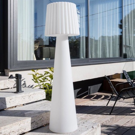 Lampadaire extérieur sans fil - LUMISKY - LADY C110 - LED multicolore dimmable - Abat-jour ondulé - Télécommande - H110 cm