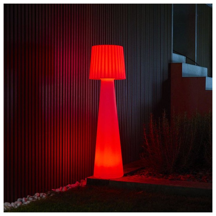 Lampadaire extérieur sans fil - LUMISKY - LADY C110 - LED multicolore dimmable - Abat-jour ondulé - Télécommande - H110 cm
