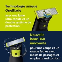 Tondeuse barbe & corps - PHILIPS - OneBlade Pro 360 - 2 lames - Sabot