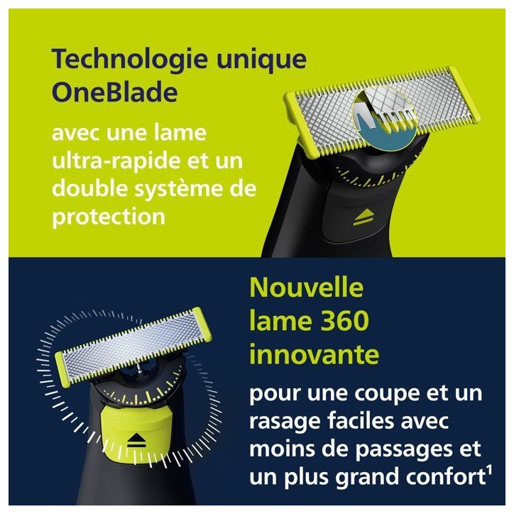 Tondeuse barbe & corps - PHILIPS - OneBlade Pro 360 - 2 lames - Sabot 14-en-1 - Autonomie 90 min Tondeuse barbe & corps - PHILIPS - OneBlade Pro 360 - 2 lames - Sabot 14-en-1 - Autonomie 90 min