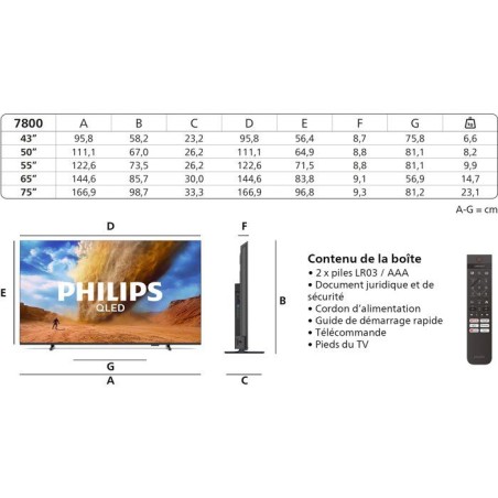 Philips 55PUS7800 - TV QLED 55 4K UHD 3840x2160 - HDR10+ - Smart TV - 3x HDMI - WiFi