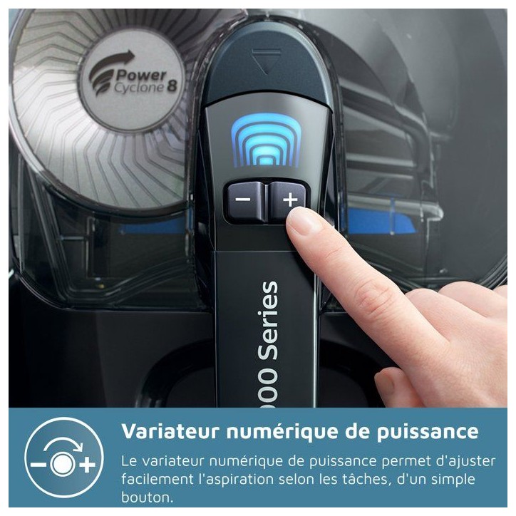 Aspirateur sans sac - PHILIPS - FC9745/09 - Aspirateur Série 7000 - 900W - PowerCyclone 8 - Bleu foncé
