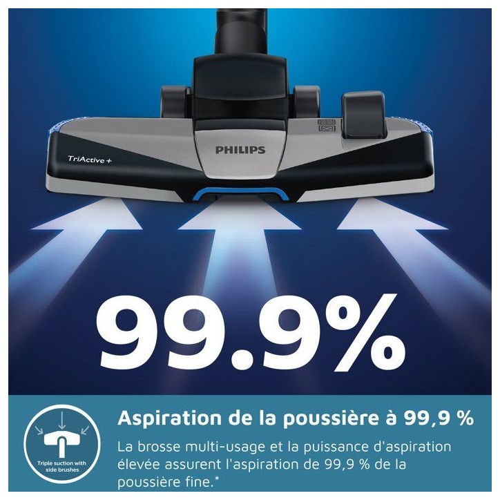 Aspirateur sans sac - PHILIPS - FC9745/09 - Aspirateur Série 7000 - 900W - PowerCyclone 8 - Bleu foncé