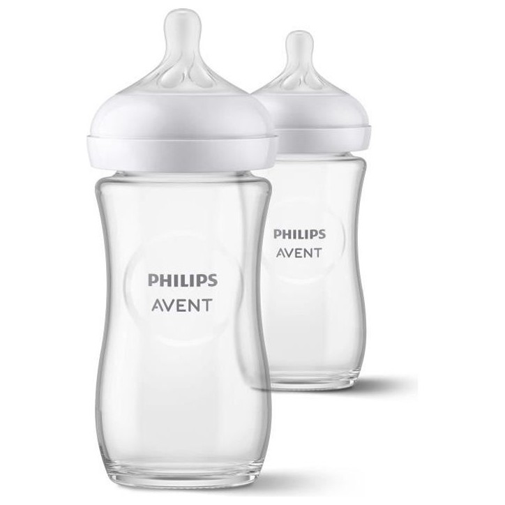 Lot de 2 Biberons Natural 3.0 PHILIPS AVENT SCY933/02 - 240 ml - En verre