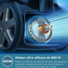 Aspirateur sans sac - PHILIPS - FC9557/09 - Aspirateur Série 5000 - 900W - LED - Noir intense
