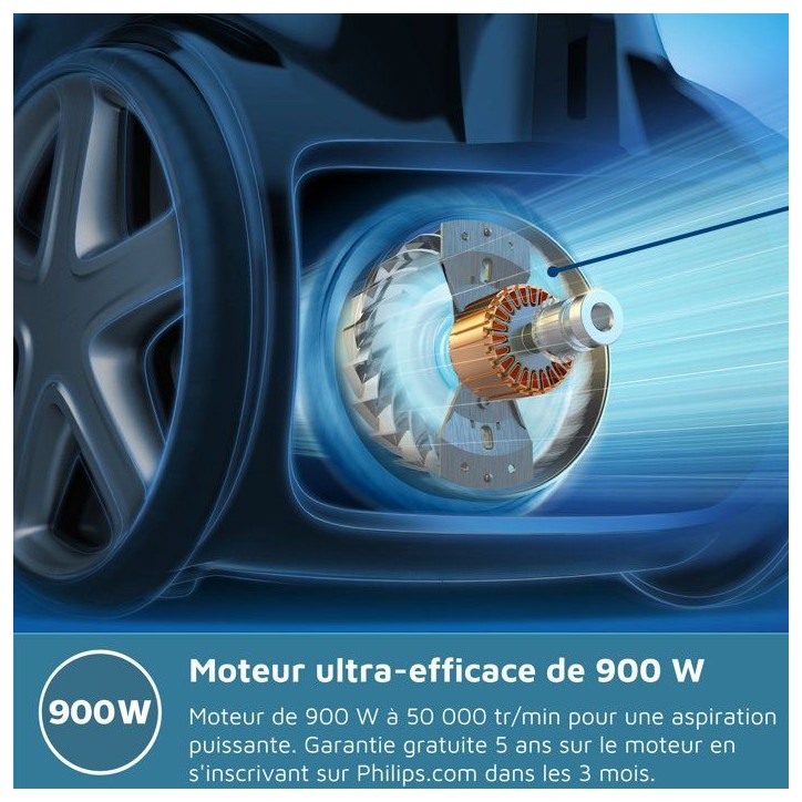 Aspirateur sans sac - PHILIPS - FC9557/09 - Aspirateur Série 5000 - 900W - LED - Noir intense