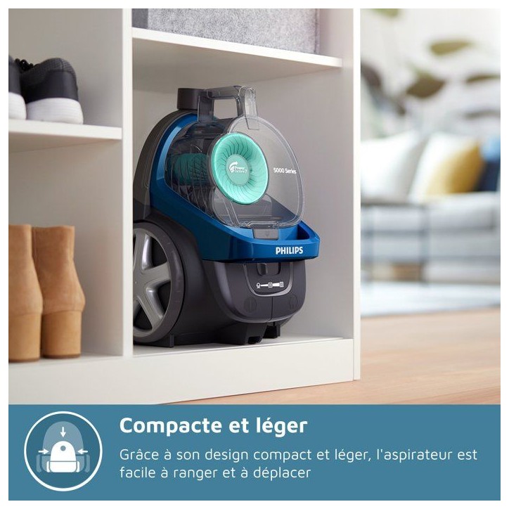 Aspirateur sans sac - PHILIPS - FC9557/09 - Aspirateur Série 5000 - 900W - LED - Noir intense