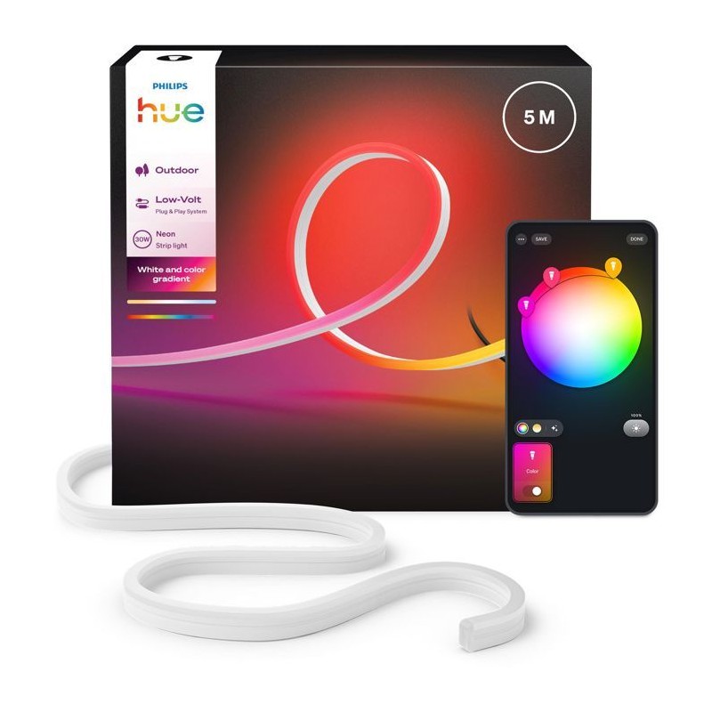 Ruban LED - PHILIPS HUE - Neon extérieur - 5 metres - 1100 lm - Ambia