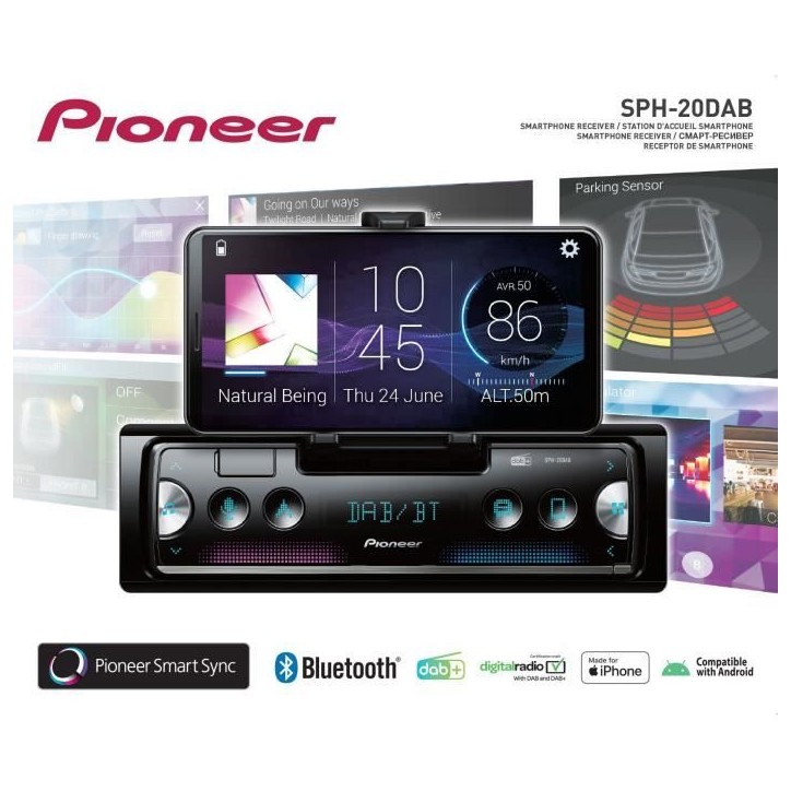 Autoradio - PIONEER - 1DIN - Support smartphone intégré - Bluetooth - DAB - USB - Connecté via application Pioneer Smart Sync Autoradio - PIONEER - 1DIN - Support smartphone intégré - Bluetooth - DAB - USB - Connecté via application Pioneer Smart Sync