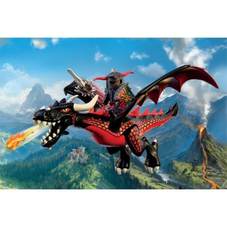 PLAYMOBIL 72114 Dragon noir & chevalier, Adventure les chevaliers, 18 pieces, des 4 ans