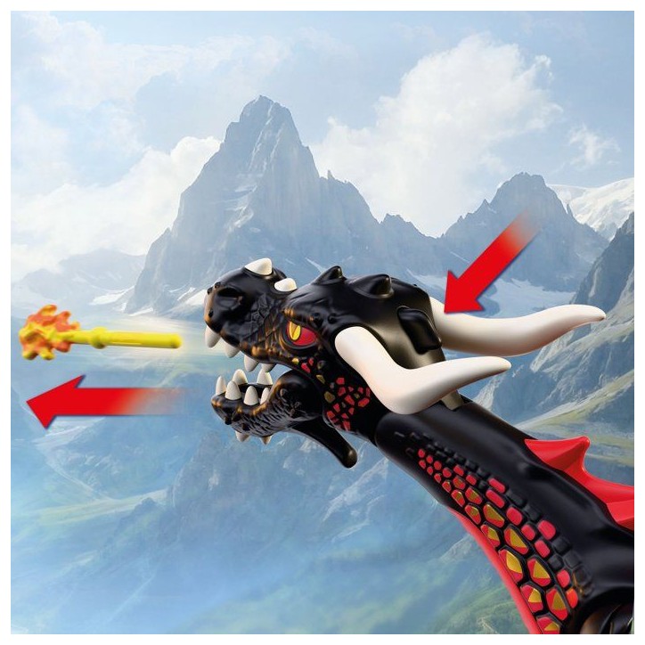 PLAYMOBIL 72114 Dragon noir & chevalier, Adventure les chevaliers, 18 pieces, des 4 ans