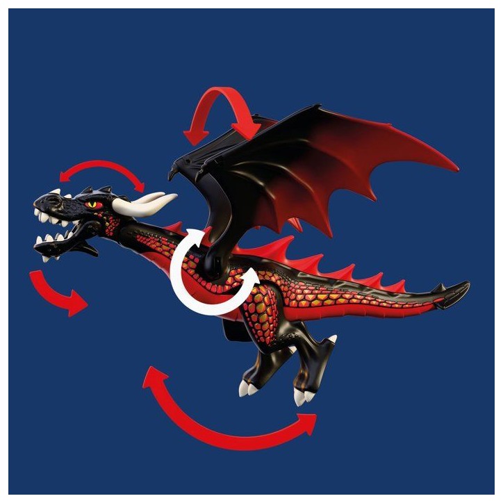 PLAYMOBIL 72114 Dragon noir & chevalier, Adventure les chevaliers, 18 pieces, des 4 ans
