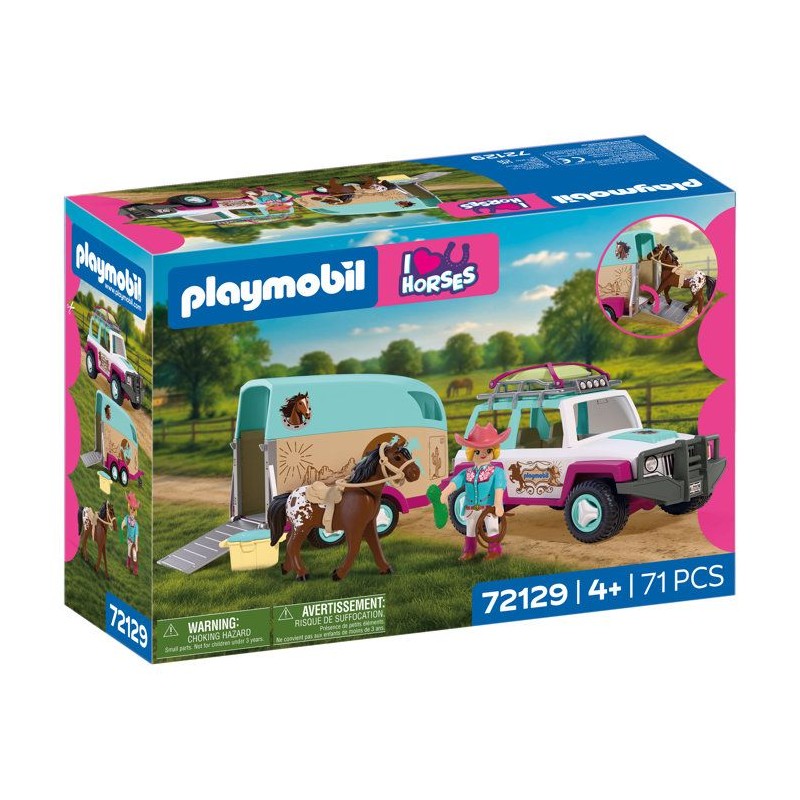 PLAYMOBIL I love horses 72129 Véhicule avec remorque a chevaux