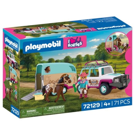 PLAYMOBIL I love horses 72129 Véhicule avec remorque a chevaux