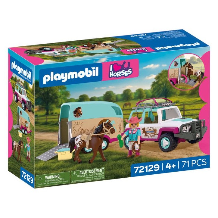 PLAYMOBIL I love horses 72129 Véhicule avec remorque a chevaux