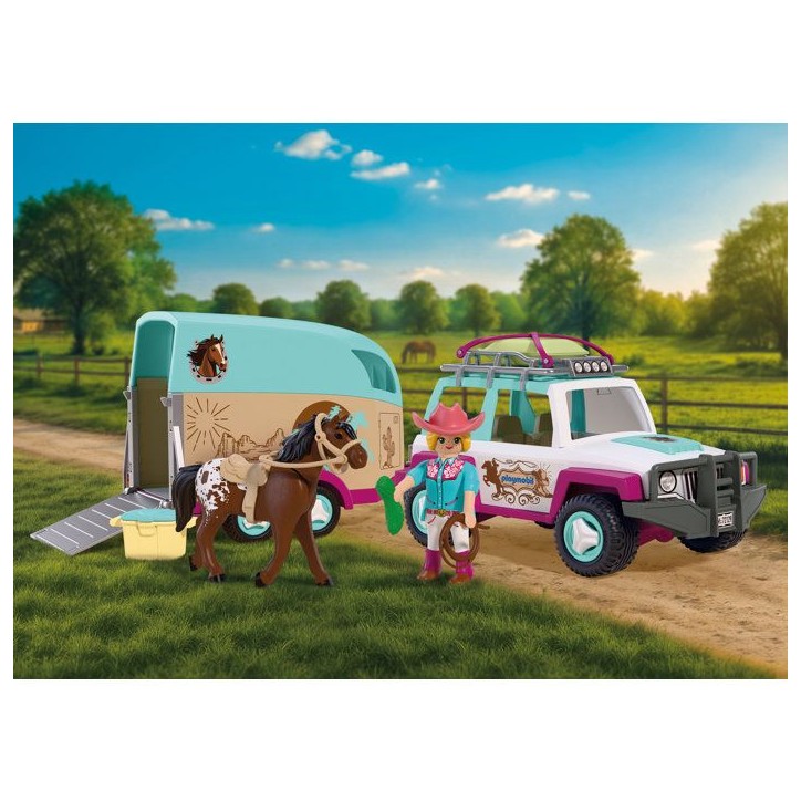 PLAYMOBIL I love horses 72129 Véhicule avec remorque a chevaux