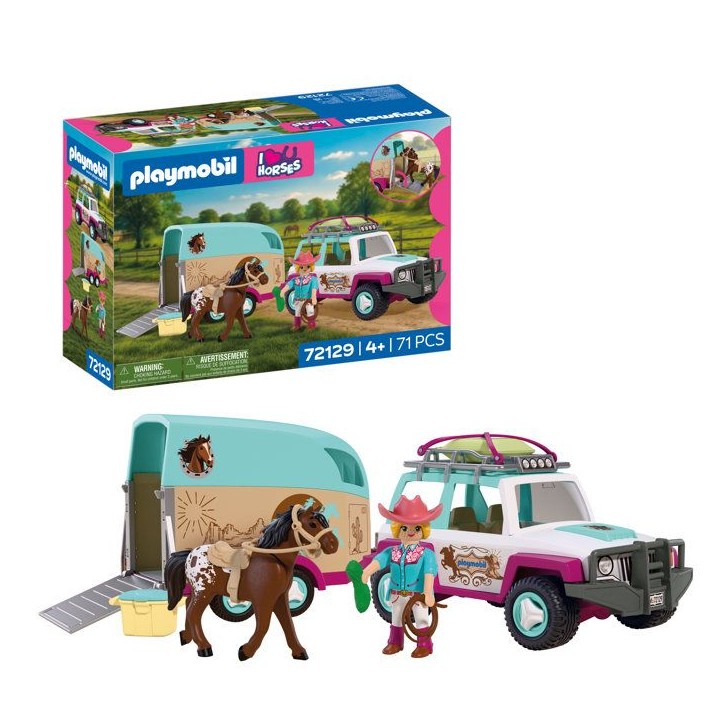 PLAYMOBIL I love horses 72129 Véhicule avec remorque a chevaux