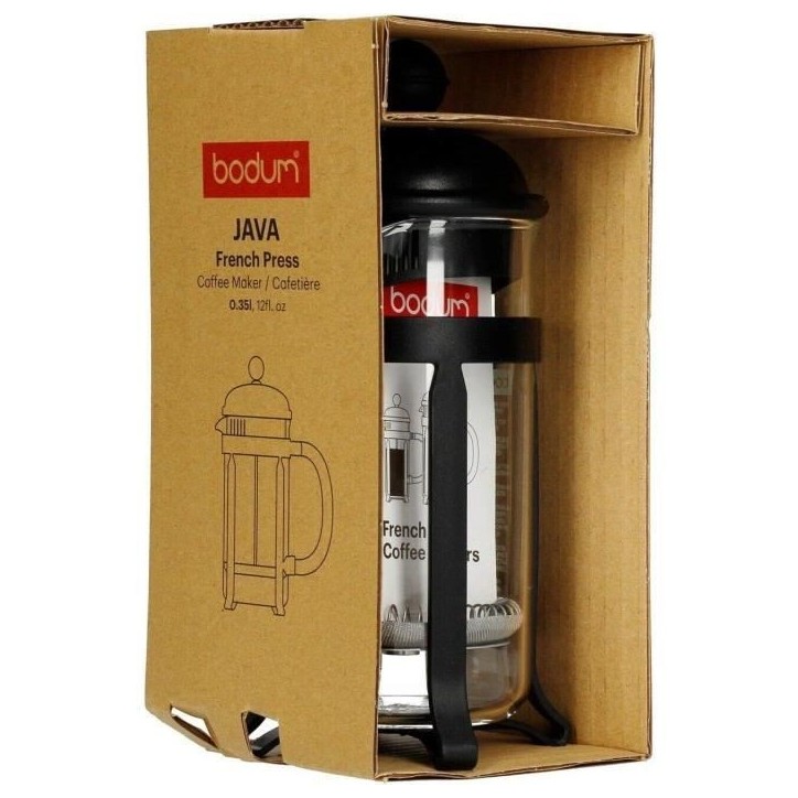 Cafetiere a piston - BODUM - Java - Monture et couvercle en plastique - 3 tasses - 0.35 l - Noir Cafetiere a piston - BODUM - Java - Monture et couvercle en plastique - 3 tasses - 0.35 l - Noir