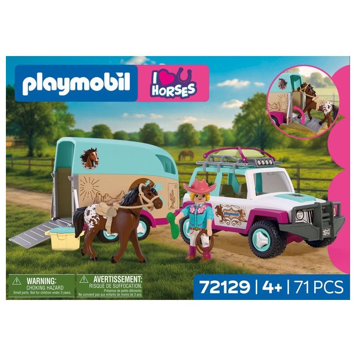 PLAYMOBIL I love horses 72129 Véhicule avec remorque a chevaux