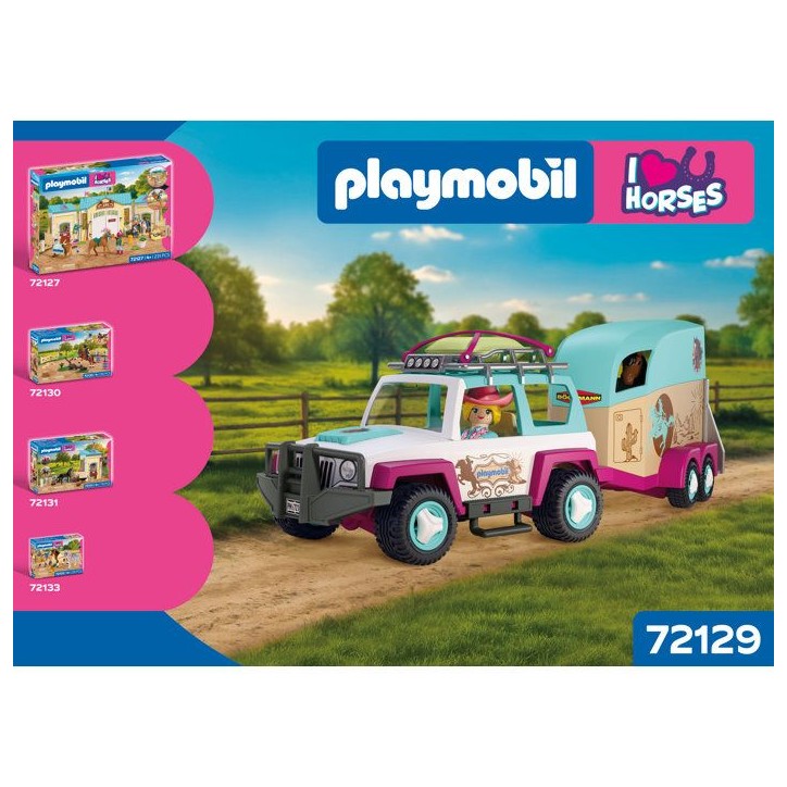 PLAYMOBIL I love horses 72129 Véhicule avec remorque a chevaux