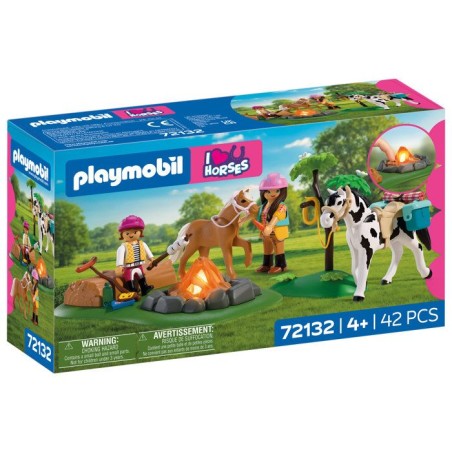PLAYMOBIL I love horses 72132 Balade a cheval et feu de camp