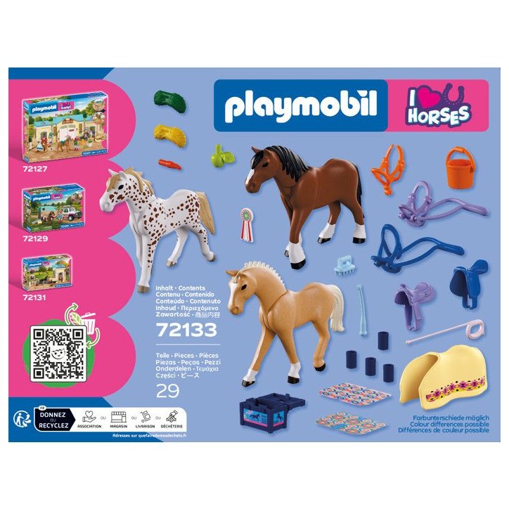 PLAYMOBIL I love horses 72133 Collection de trois chevaux