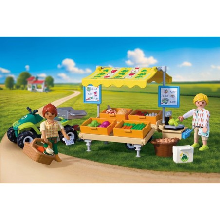 PLAYMOBIL Country 72164 Stand de légumes au marché et quad