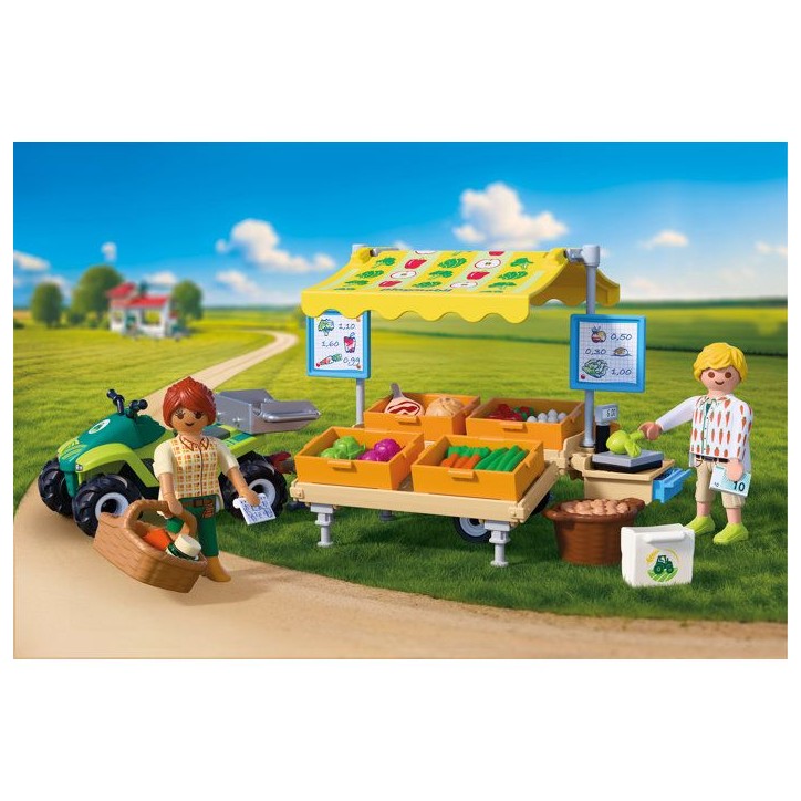 PLAYMOBIL Country 72164 Stand de légumes au marché et quad