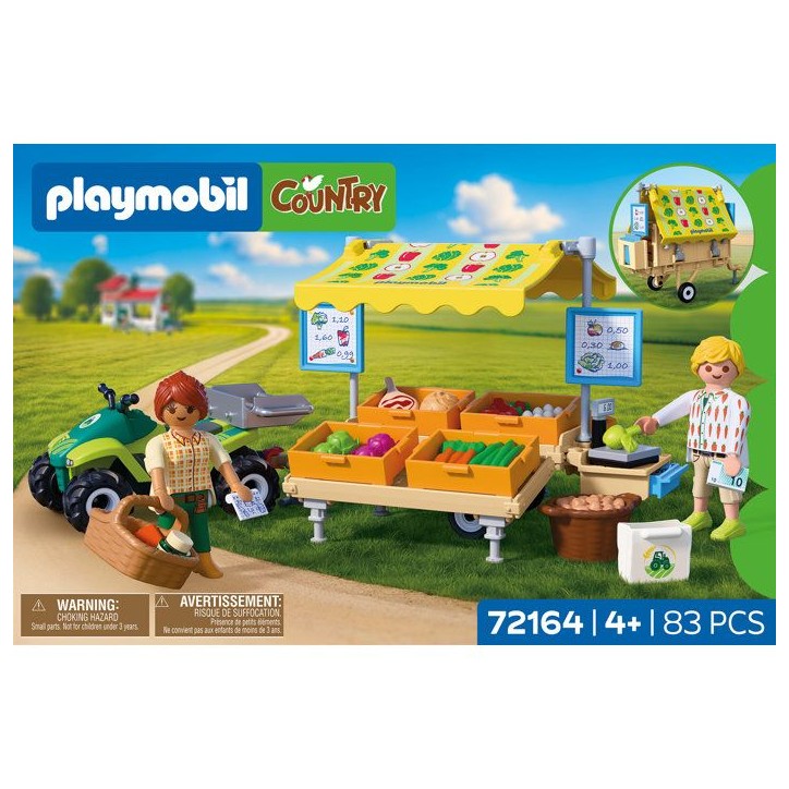 PLAYMOBIL Country 72164 Stand de légumes au marché et quad