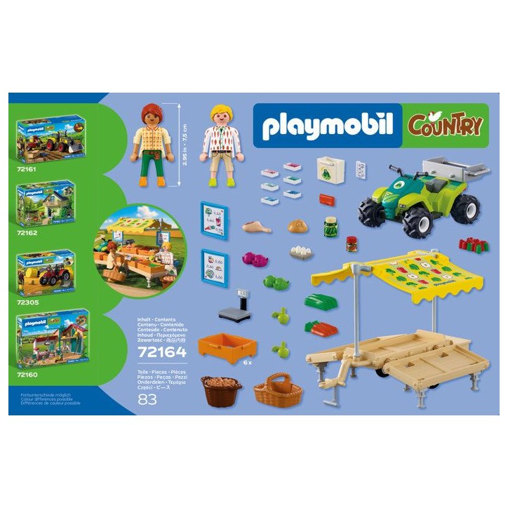 PLAYMOBIL Country 72164 Stand de légumes au marché et quad